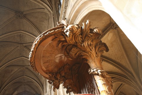 France, ile de france, paris 4e arrondissement, les halles, eglise saint merri, rue de la verrerie, religion catholique, chaire sculptee en 1753 par P.A. Soldtz,