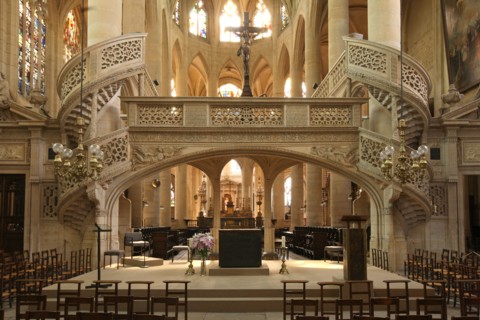 France, ile de france, paris 5e, quartier latin, eglise saint etienne du mont, religion catholique, place saint etienne du mont, quartier pantheon, interieur, jube de pierre,