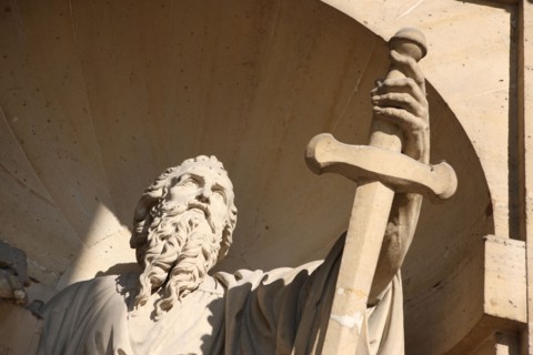 France, ile de france, paris 6e arrondissement, place saint sulpice, eglise saint sulpice, detail sculpture, loggia,