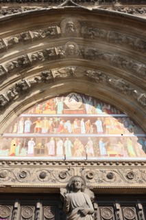 France, ile de france, paris 10e arrondissement, 68 boulevard de strasbourg, eglise saint laurent, religion catholique, detail du porche central,