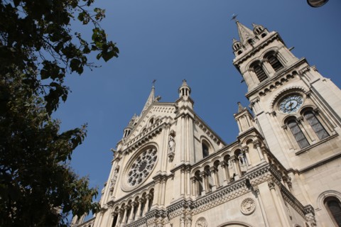 France, ile de france, paris 11e arrondissement, 71 boulevard voltaire, eglise saint ambroise, religion catholique, detail facade,