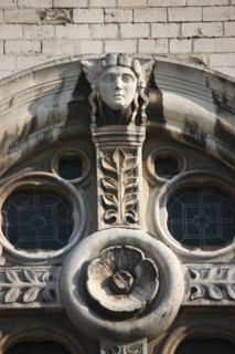 France, ile de france, paris 13e arrondissement, eglise notre dame de la gare, dite sainte jeanne d'arc, 8 rue xaintrailles, rue jeanne d'arc, detail facade,