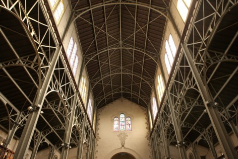 France, ile de france, paris 14e arrondissement, 59 rue vercingetorix, eglise notre dame du travail, eglise, religion catholique, structure metallique,