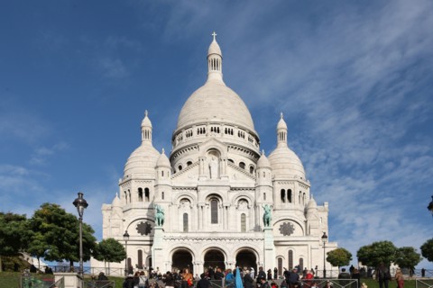 France, ile de france, paris 18e arrondissement, butte montmartre, basilique du sacre coeur, vue generale,