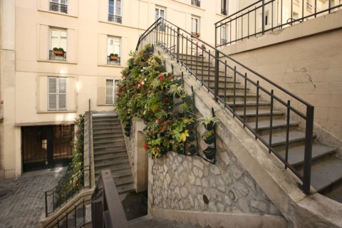France, Ile de France, paris 5e arrondissement, rue rollin, rue a hauteur variable, escaliers donnant sur la rue monge,
