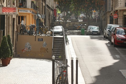 France, Ile de France, paris 5e arrondissement, rue jean de beauvais, rue a hauteur variable, escaliers,