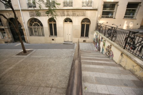 France, Ile de France, paris 5e arrondissement, rue jean de beauvais, denivellation, escaliers, rue sur plusieurs niveaux,