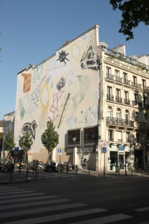 France, Ile de France, paris 10e arrondissement, angle boulevard de starsbourg et rue de metz, mur peint,
