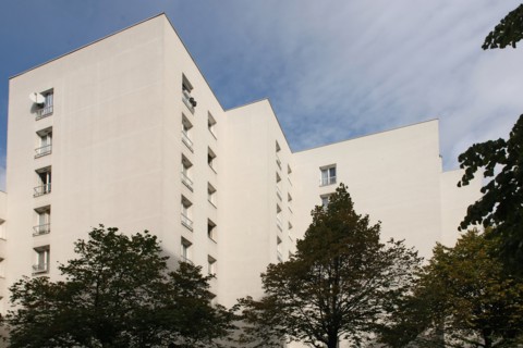France, Ile de France, paris 20e arrondissement, rue vitruve, imeubles en zigzag pres du boulevard davout,