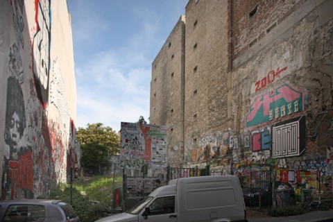 France, Ile de France, paris 20e arrondissement, belleville, rue ramponneau, parcelle vide,