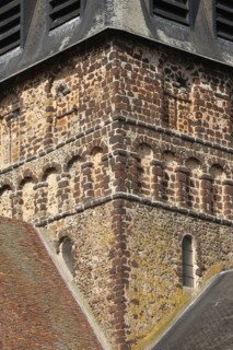 France, Basse Normandie, orne, pays d'avre et d'iton, breteuil sur iton, eglise, realisee en pierre de grison, clocher,