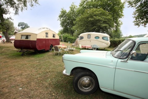 France, Bretagne, morbihan, le roc saint andre, camping, collection de caravanes vintage,