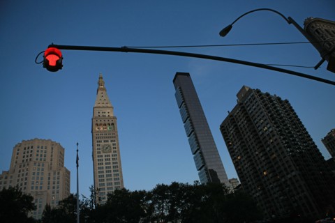 usa, etat de New York, New York City, Manhattan, Chelsea, buildings, rue, nuit, feux,