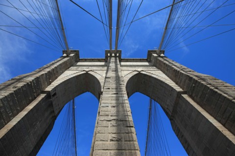 usa, etat de New York, New York City, Manhattan, brooklyn, pont de brooklyn bridge, pietons,