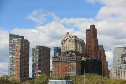 usa, etat de New York, New York City, Manhattan, financial district, pointe de Manhattan, ferry pour Staten Island, buildings,