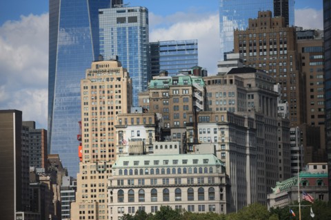 usa, etat de New York, New York City, Manhattan, financial district, pointe de Manhattan, ferry pour Staten Island, buildings, baie, bateaux, statue de la liberte, Bartholdi,