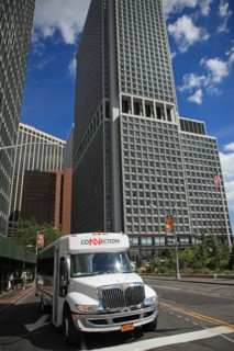 usa, etat de New York, New York City, Manhattan, financial district, pointe de Manhattan, truck, buildings,
