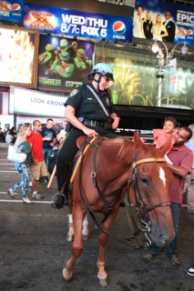 usa, etat de New York, New York City, Manhattan, Broadway, vers Times Square, police a cheval,