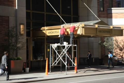 usa, etat de New York, New York City, Manhattan, Broadway, vers Rockfeller Center, buildings, rue, faire briller,