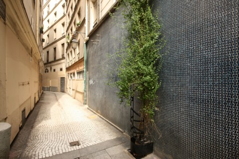 France, ile de france, paris 2e arrondissement, etienne marcel, passage de la trinite, paves, 
Date : 2011-2012