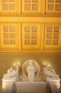 France, ile de france, paris 1er arrondissement, 13 rue cambon, palais cambon, cour des comptes, institution, etat, batiment grand chambre, detail plafond a caissons, 
Date : 2011-2012