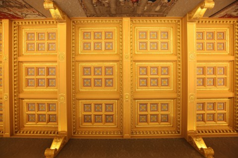 France, ile de france, paris 1er arrondissement, 13 rue cambon, palais cambon, cour des comptes, institution, etat, batiment grand chambre, plafond a  caissons, 
Date : 2011-2012