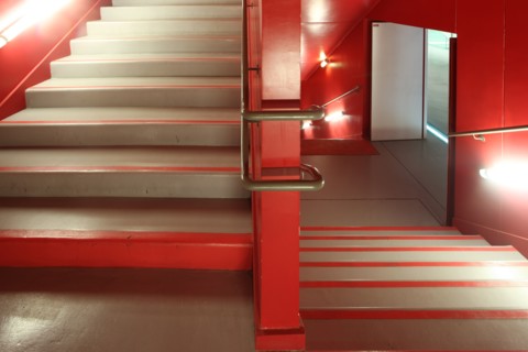 France, ile de france, paris 3e arrondissement, 3 bis rue papin, gaite lyrique, architecte manuelle gautrand, arts numeriques, escalier, 
Date : 2011-2012