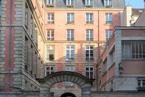 France, ile de france, paris 3e arrondissement, le marais, 4 rue du parc royal, facade sur rue de l'hotel de canillac, hotel particulier, 
Date : 2011-2012
