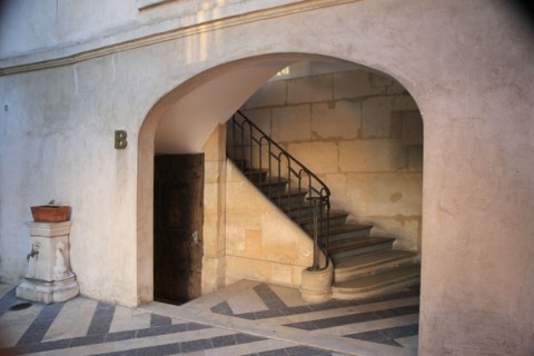 France, ile de france, paris 4e arrondissement, le marais, 6 rue de fourcy, hotel gilles charpentier, mije, auberge de jeunesse, hotel particulier, escalier, 
Date : 2011-2012