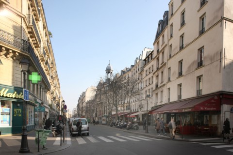 France, ile de france, paris 4e arrondissement, le marais, rue des archives croisement avec la rue de la verrerie, rue enflee, 
Date : 2011-2012
