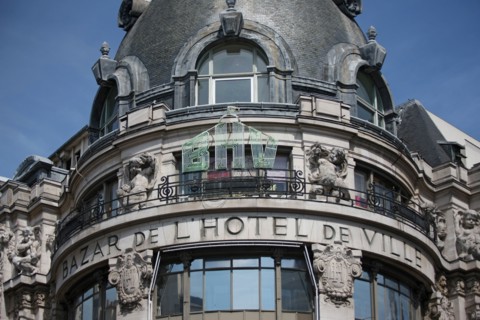 France, ile de france, paris 4e arrondissement, rue de rivoli, bhv, bazar de l'hotel de ville, dome, coupole, rotonde, facade.
Date : 2011-2012