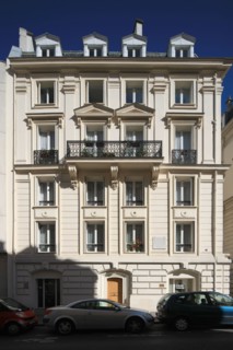 france, region ile de france, paris 14e arrondissement, montparnasse, rue notre dame des champs, maison n73, andre salmon et othon friesz.
Date : 2011-2012