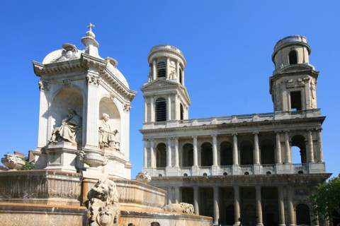 France, ile de france, paris 6e arrondissement, place saint sulpice, eglise saint sulpice, fontaine dite des point cardinaux;
Date : 2011-2012