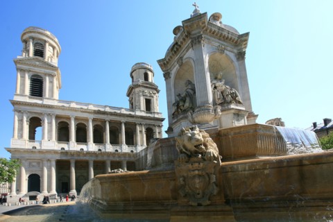 France, ile de france, paris 6e arrondissement, place saint sulpice, eglise saint sulpice, fontaine dite des point cardinaux;
Date : 2011-2012
