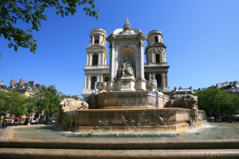 France, ile de france, paris 6e arrondissement, place saint sulpice, eglise saint sulpice, fontaine dite des point cardinaux;
Date : 2011-2012