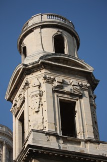 France, ile de france, paris 6e arrondissement, place saint sulpice, eglise saint sulpice, tour sud inachevee, travaux, pierre.
Date : 2011-2012