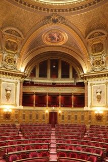 France, ile de france, paris 6e arrondissement, rue de vaugirard, palais du luxembourg, senat, hemicycle, depuis la tribune du president.
Date : 2011-2012