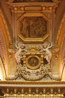 France, ile de france, paris 6e arrondissement, rue de vaugirard, palais du luxembourg, senat, hemicycle, detail, portrait louis 14.
Date : 2011-2012