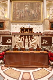 France, ile de france, paris 7e arrondissement, assemblee nationale, palais bourbon, hemicycle, chambre des deputes, institution, republique, parlement, perchoir du president

Date : 2011-2012