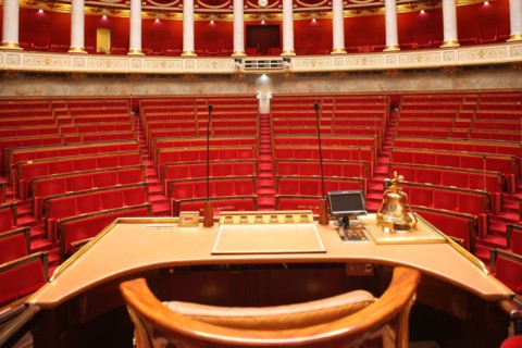 France, ile de france, paris 7e arrondissement, assemblee nationale, palais bourbon, hemicycle, chambre des deputes, institution, republique, parlement, vu depuis le perchoir, president

Date : 2011-2...