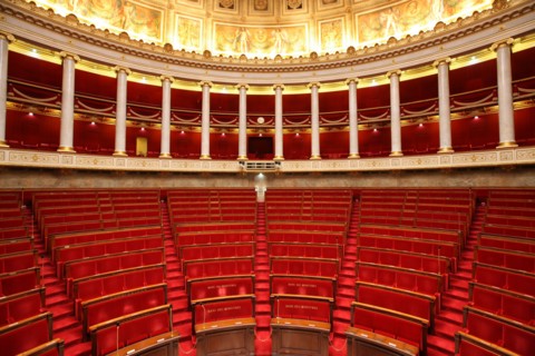 France, ile de france, paris 7e arrondissement, assemblee nationale, palais bourbon, hemicycle, chambre des deputes, institution, republique, parlement, vu depuis le perchoir, president

Date : 2011-2...