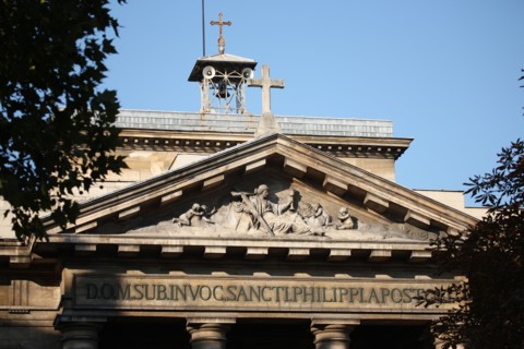 France, ile de france, paris 8e arrondissement, eglise saint philippe du roule, 154 rue du faubourg saint honore, architecte chalgrin, facade, colonnes, porche, sculpture, fronton

Date : 2011-2012