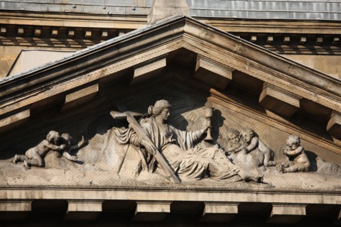France, ile de france, paris 8e arrondissement, eglise saint philippe du roule, 154 rue du faubourg saint honore, architecte chalgrin, facade, colonnes, porche, sculpture, fronton

Date : 2011-2012