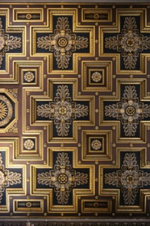 France, ile de france, paris 9e arrondissement, rue de chateaudun, eglise notre dame de lorette, decor interieur, peintures, plafond a caissons de la nef

Date : 2011-2012
