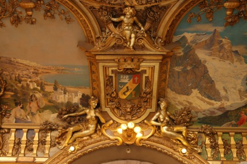 France, ile de france, paris 12e arrondissement, place louis armand, gare de lyon, restaurant le train bleu, gastronomie, detail plafond

Date : 2011-2012