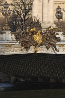 France, ile de france, paris 7e-16e arrondissement, pont alexandre III, seine, sculpture, statue, groupe central,
