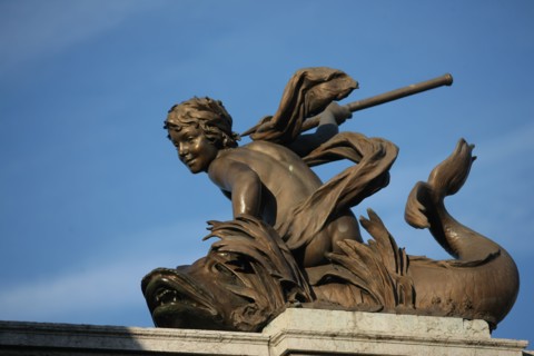 France, ile de france, paris 7e-16e arrondissement, pont alexandre III, seine, sculpture, statue,