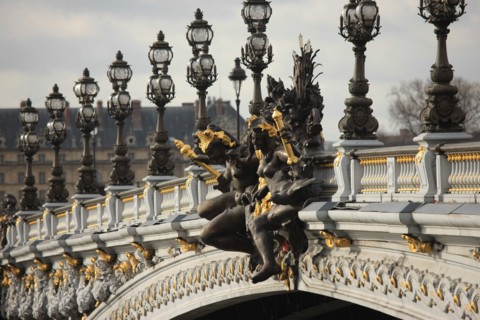 France, ile de france, paris 7e-8e arrondissement, seine, pont alexandre III, Nymphes de la Neva (vers 1900), sculpteur Georges Recipon (1860-1920)