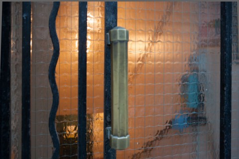 france, region ile de france, paris 7e arrondissement, rue de l'universite, detail d'une porte art deco et sa transparence