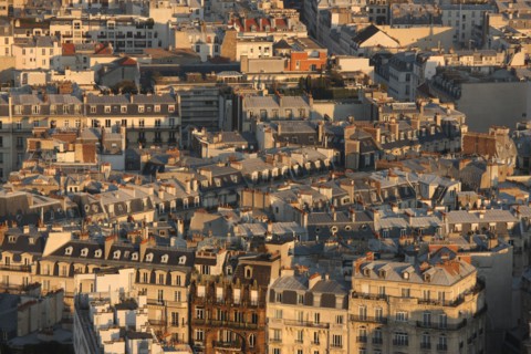 France, ile de france, paris 7e arrondissement, tour eiffel, vue depuis le 2e etage, vers les invalides, toits,